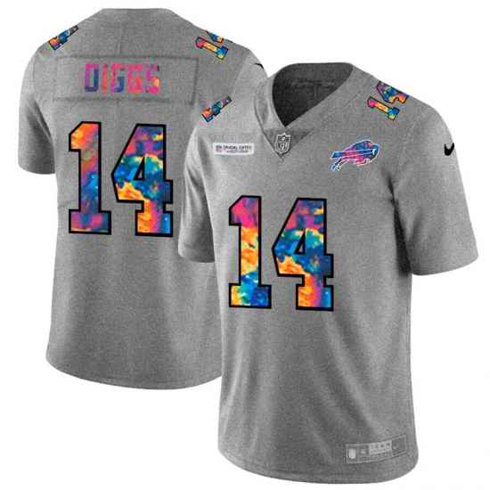 Buffalo Bills 14 Stefon Diggs Men Nike Multi Color 2020 NFL Crucial Catch NFL Jersey Greyheather